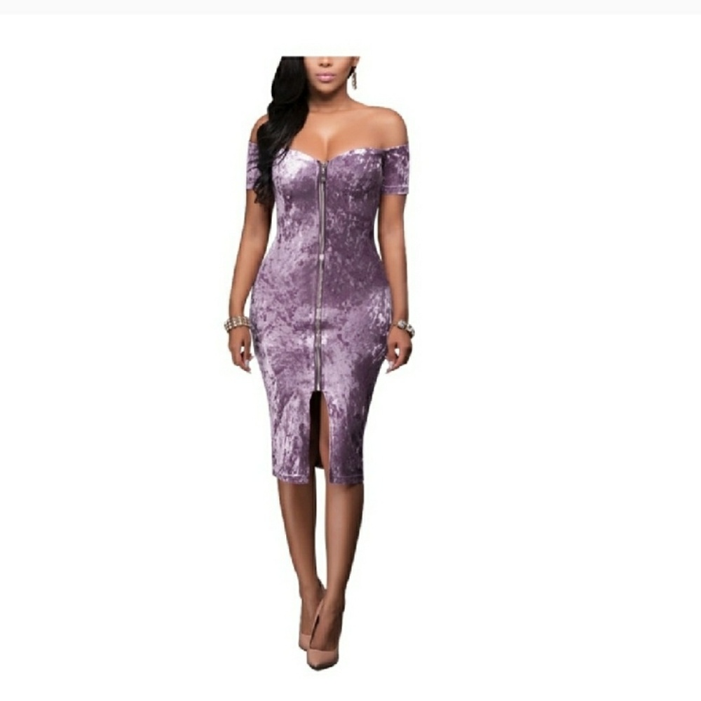 A beautiful lavender velvet dress.